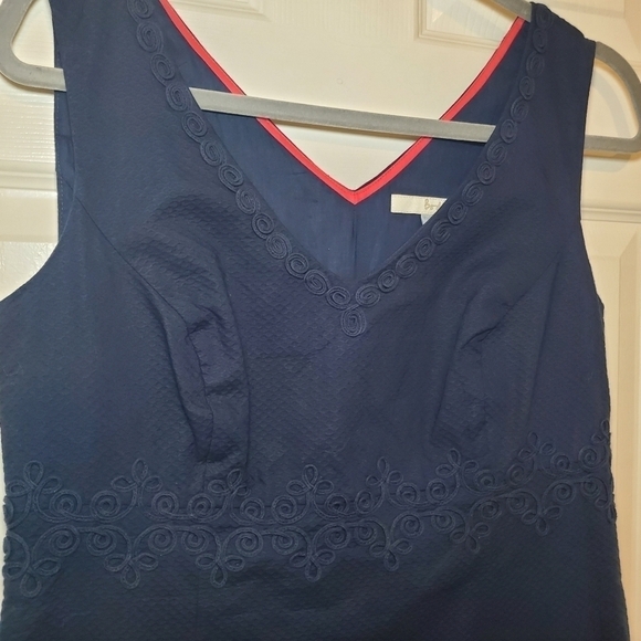 Boden Navy Seville Embroidered Dress 8R Cotton - Picture 5 of 13